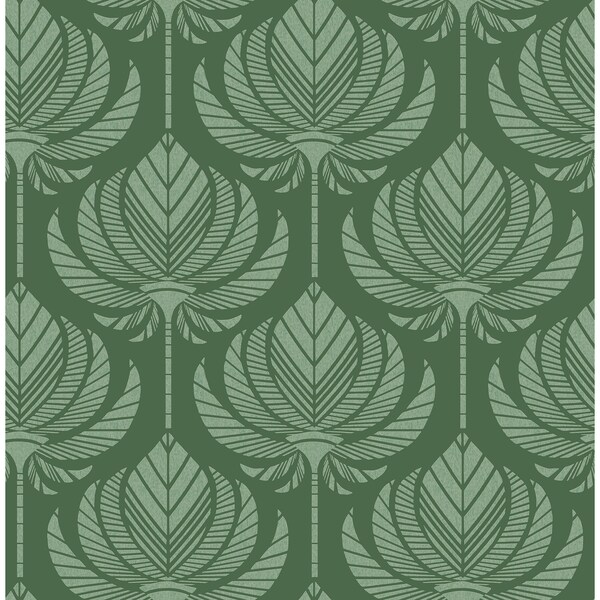 Manhattan Comfort Midland Palmier Green Lotus Fan 33 ft L X 205 in W Wallpaper BR4014-26426 - main